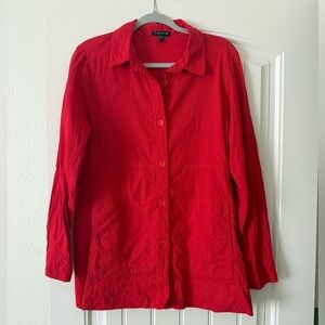 Red Women’s Eileen Fisher Long Sleeve Button Down Shirt